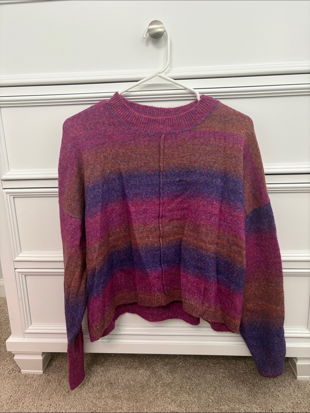 Volcom Striped Magenta, Purple & Brown Crewneck Sweater